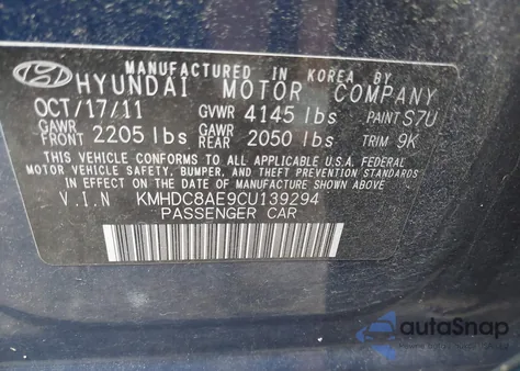 2012 Hyundai Elantra Touring Se z USA, uszkodzony, nr VIN KMHDC8AE9CU139294